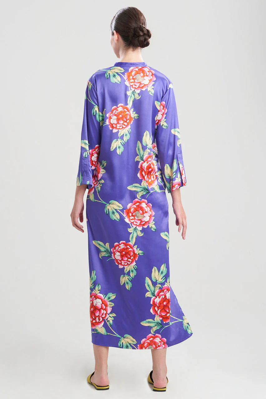 Island Fleur-Printed Matte Satin Caftan - Image 3