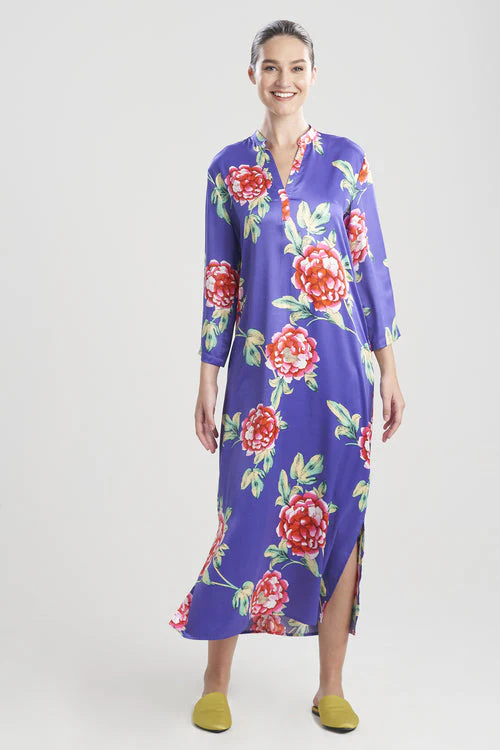 Island Fleur-Printed Matte Satin Caftan - Image 9