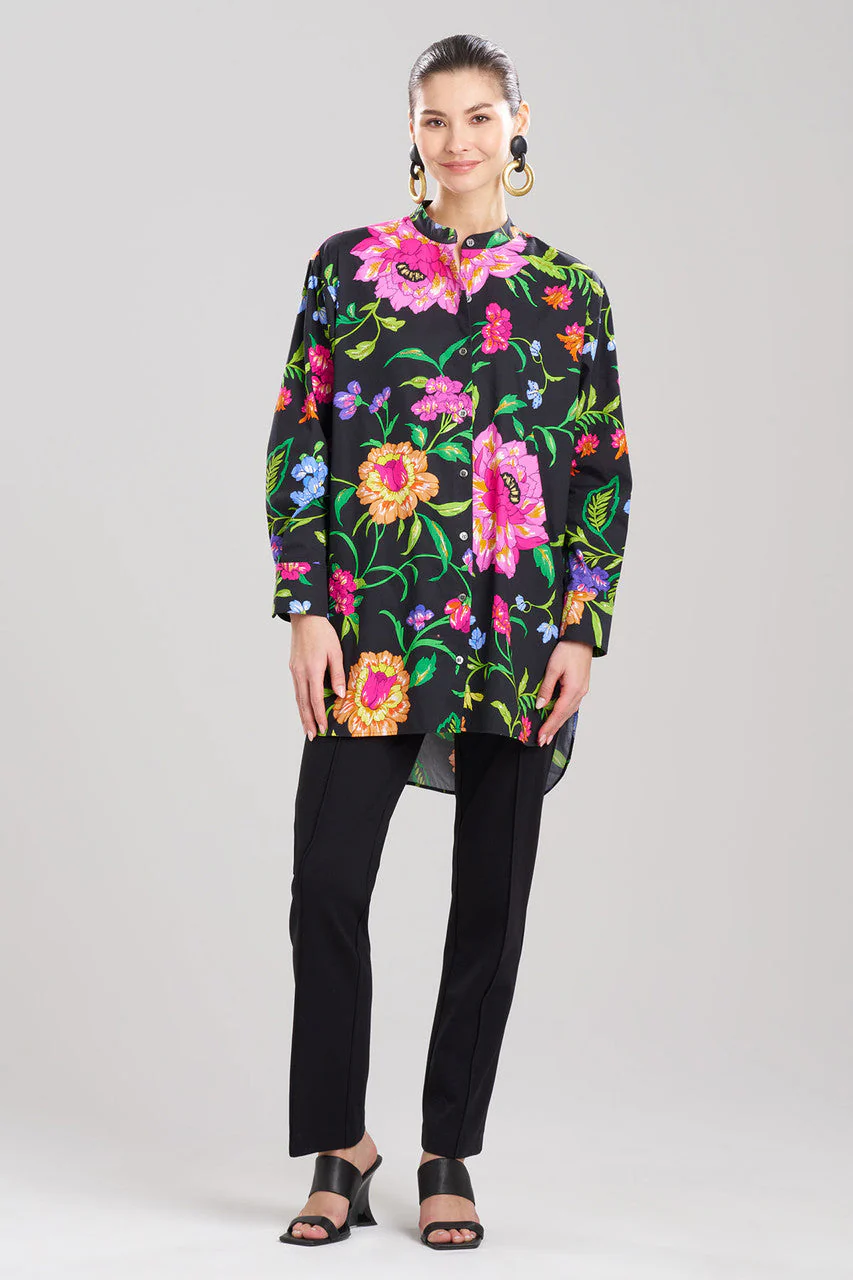 Junko Cotton Poplin Oversized Mandarin Top - Image 2