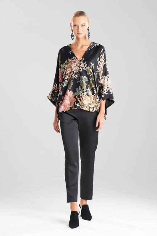 Kairaku Garden Charmeuse Kimono Silk Top