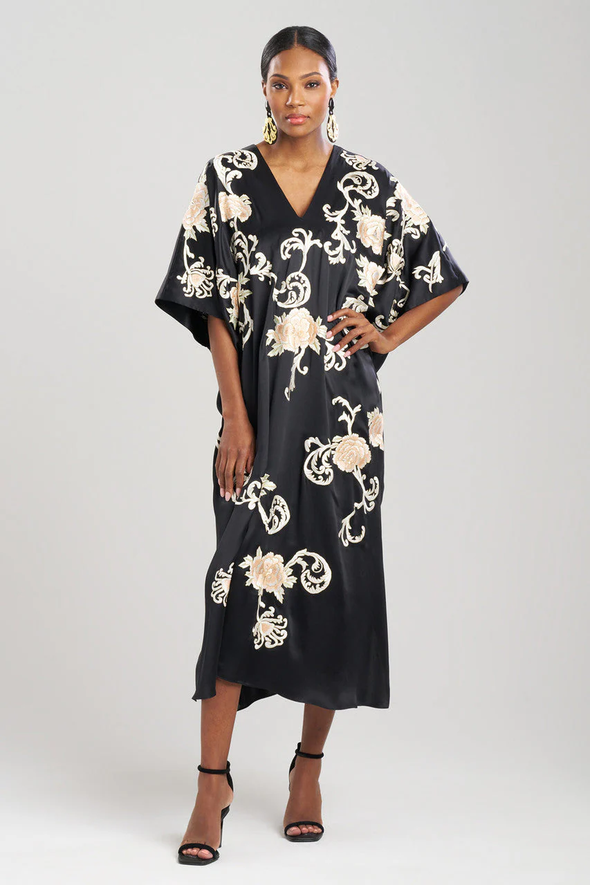 Key Essentials Embroidered Floral Silk Caftan