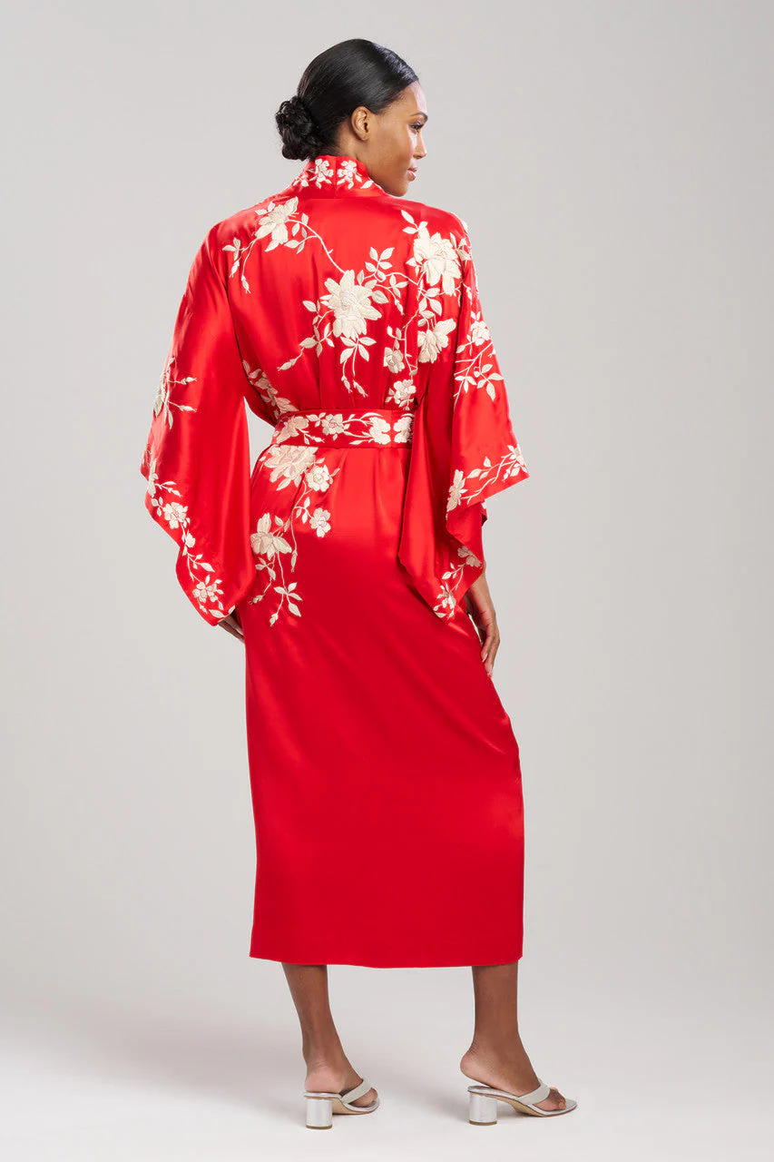 Key Essentials Embroidered Kimono Tassel Silk Robe - Image 2