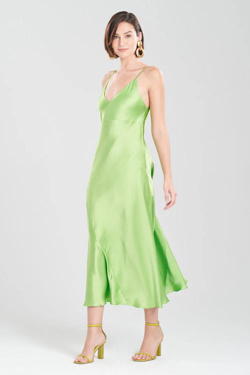 Key Essentials Sheath Flounce Silk Slip Dress