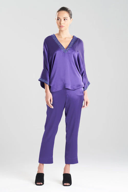 Key Essentials Silk Embroidered Kimono Sleeve Top