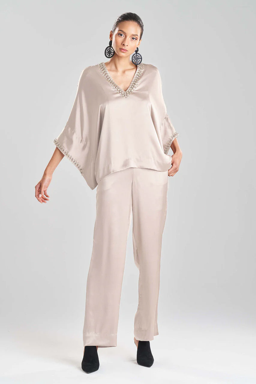 Key Essentials Silk Embroidered Kimono Sleeve Top