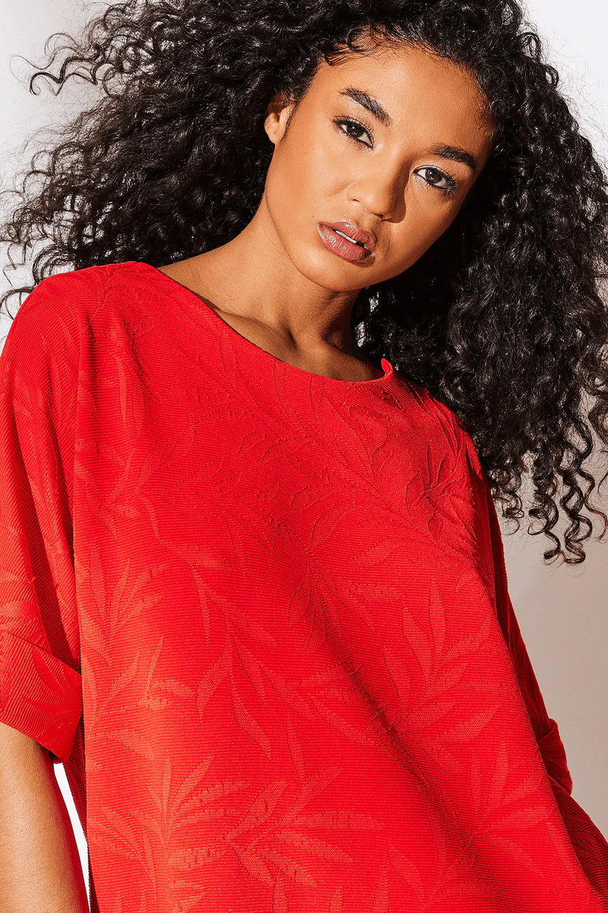 Leaves Jacquard T-Shirt Dress - Image 4