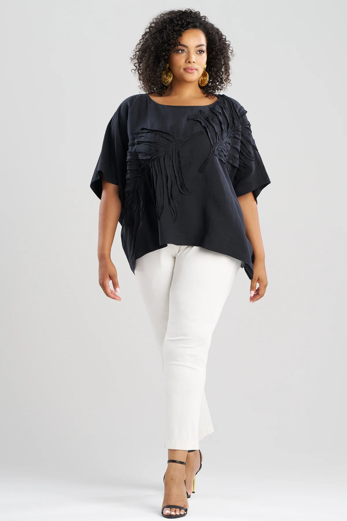 Light Weight Linen Embroidered Caftan Top - Image 3