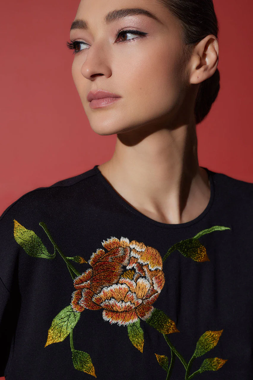 Light Weight Ponte Embroidered Dress - Image 7