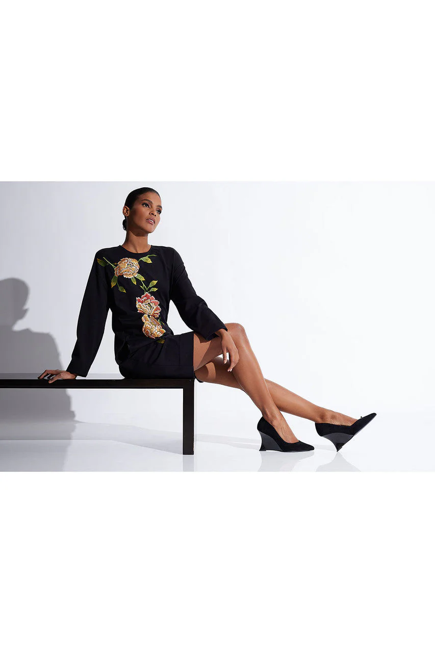 Light Weight Ponte Embroidered Dress - Image 8