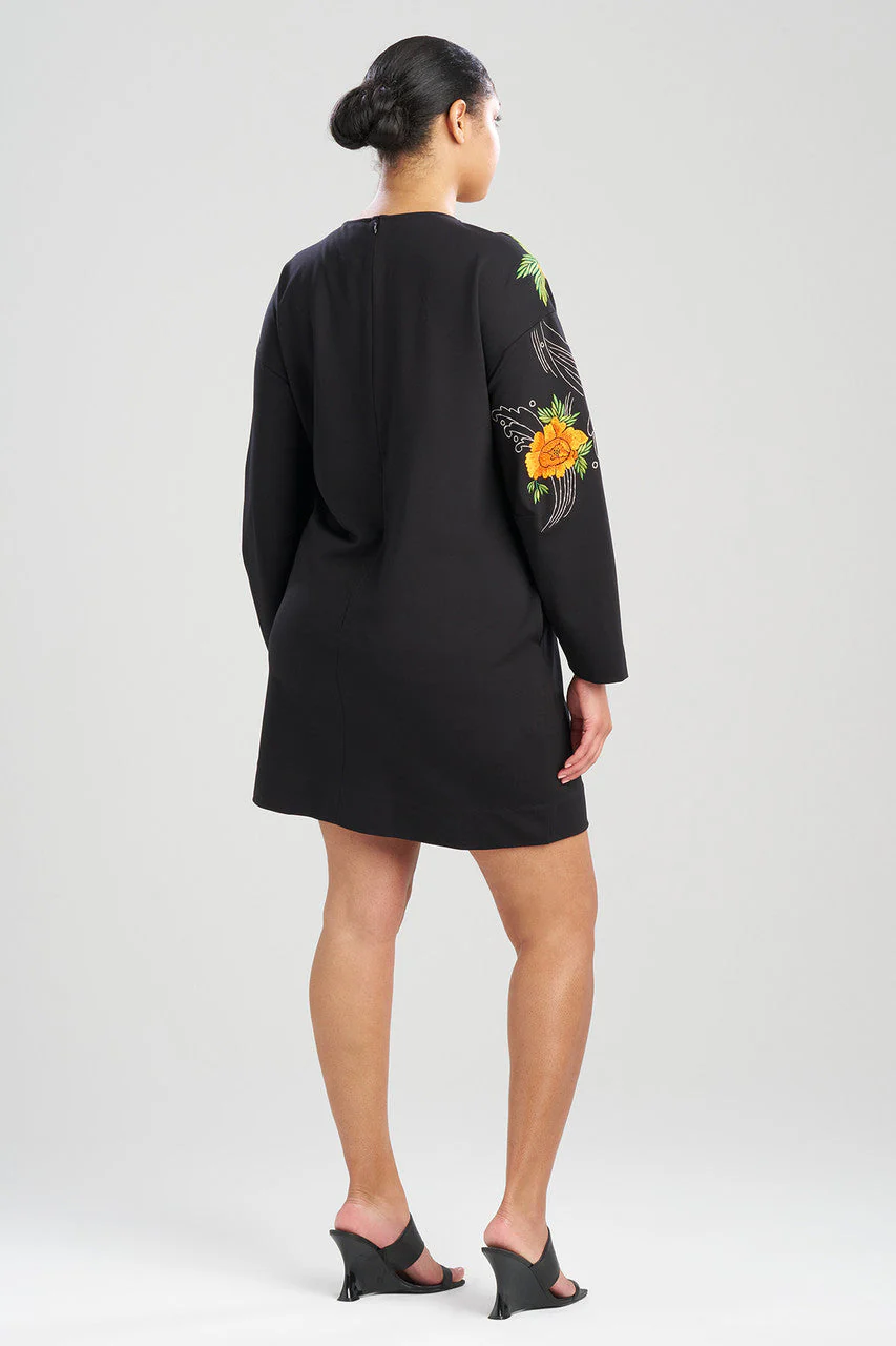 Light Weight Ponte Embroidered Shift Dress - Image 4