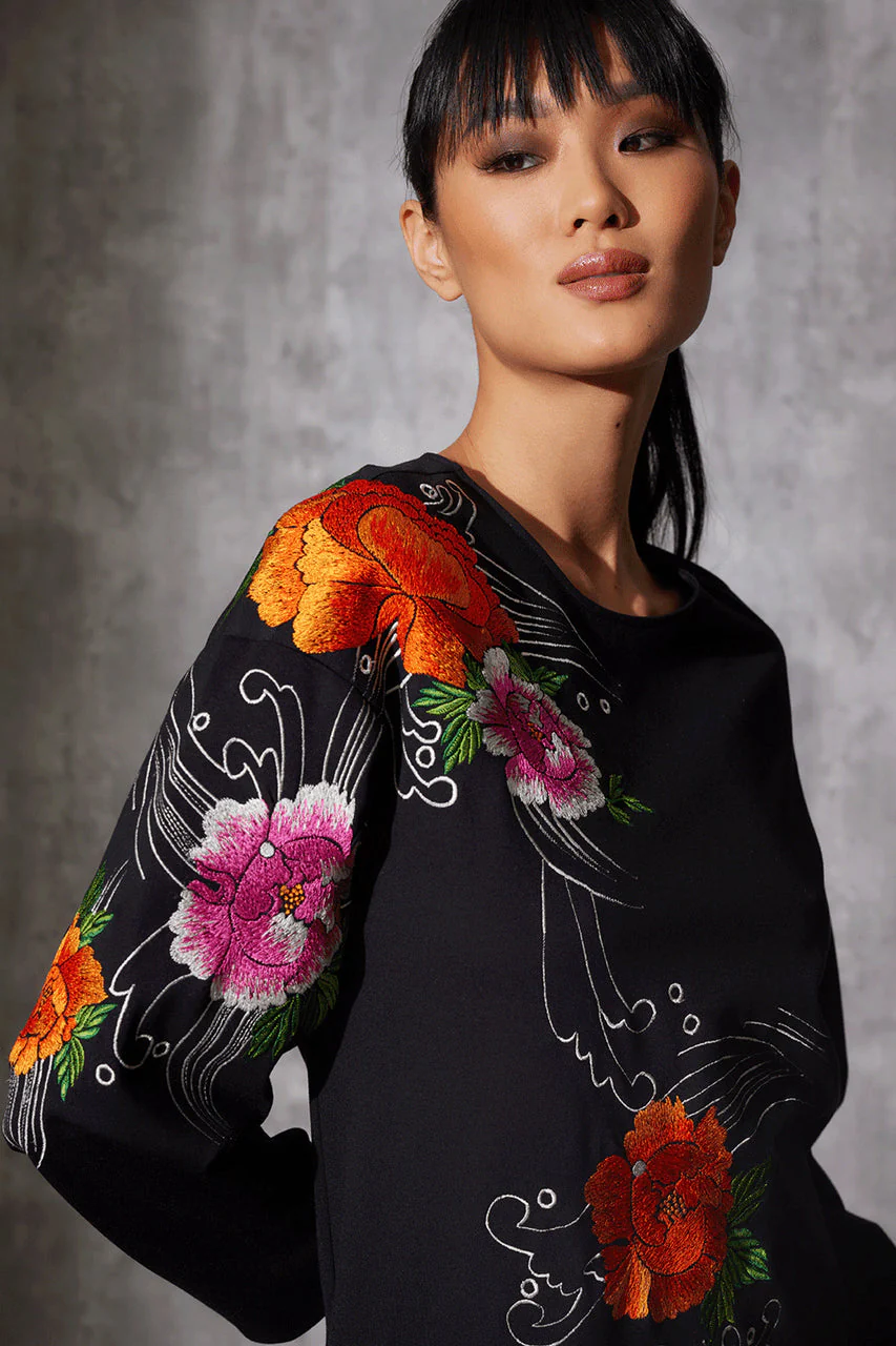 Light Weight Ponte Embroidered Shift Dress - Image 6