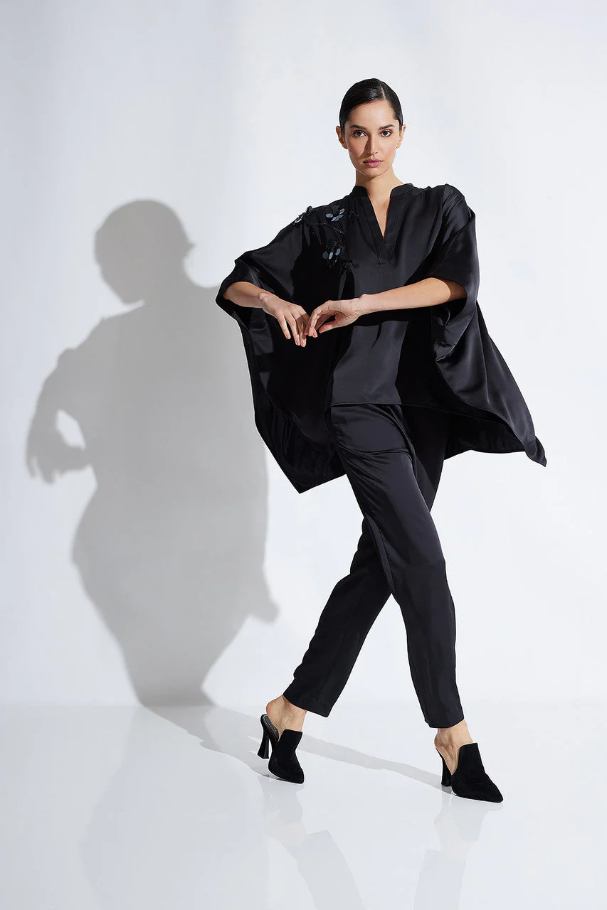 Luxe Charmeuse Beaded Poncho Top - Image 6