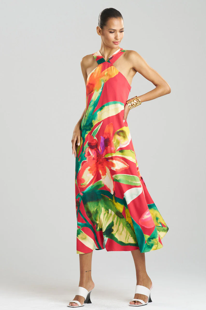 Mallorca Printed Cotton Silk Halter Dress - Image 2