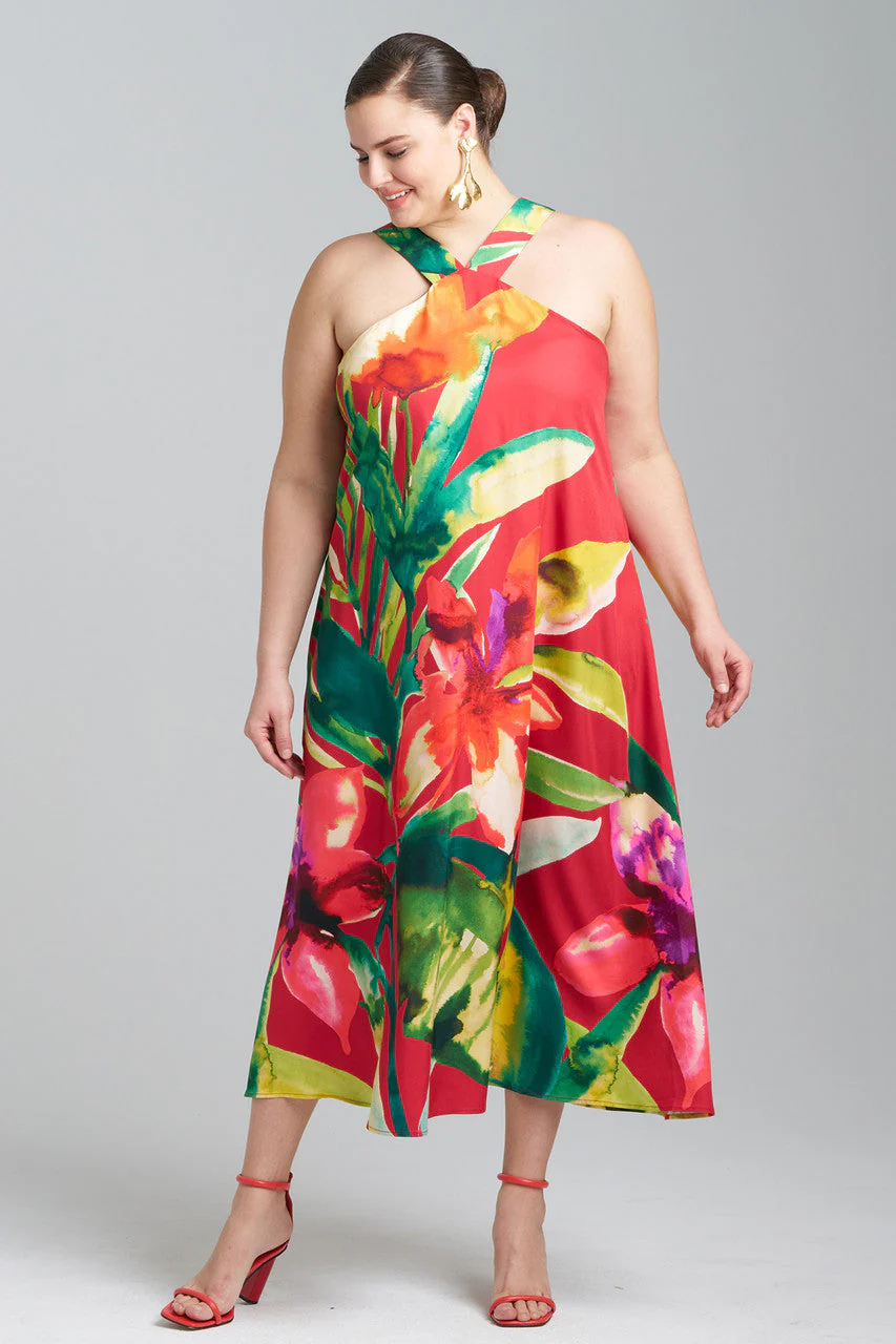 Mallorca Printed Cotton Silk Halter Dress - Image 4