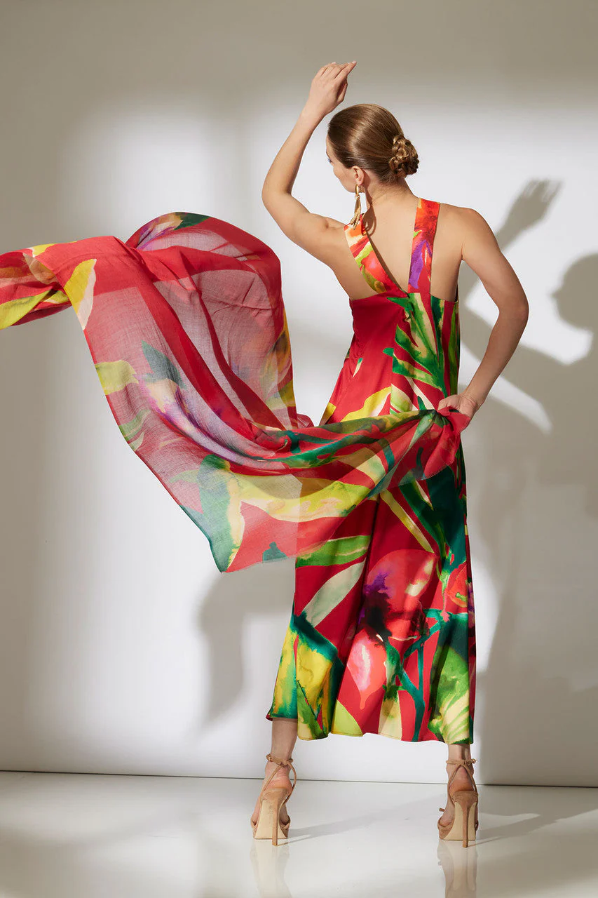 Mallorca Printed Cotton Silk Halter Dress - Image 6