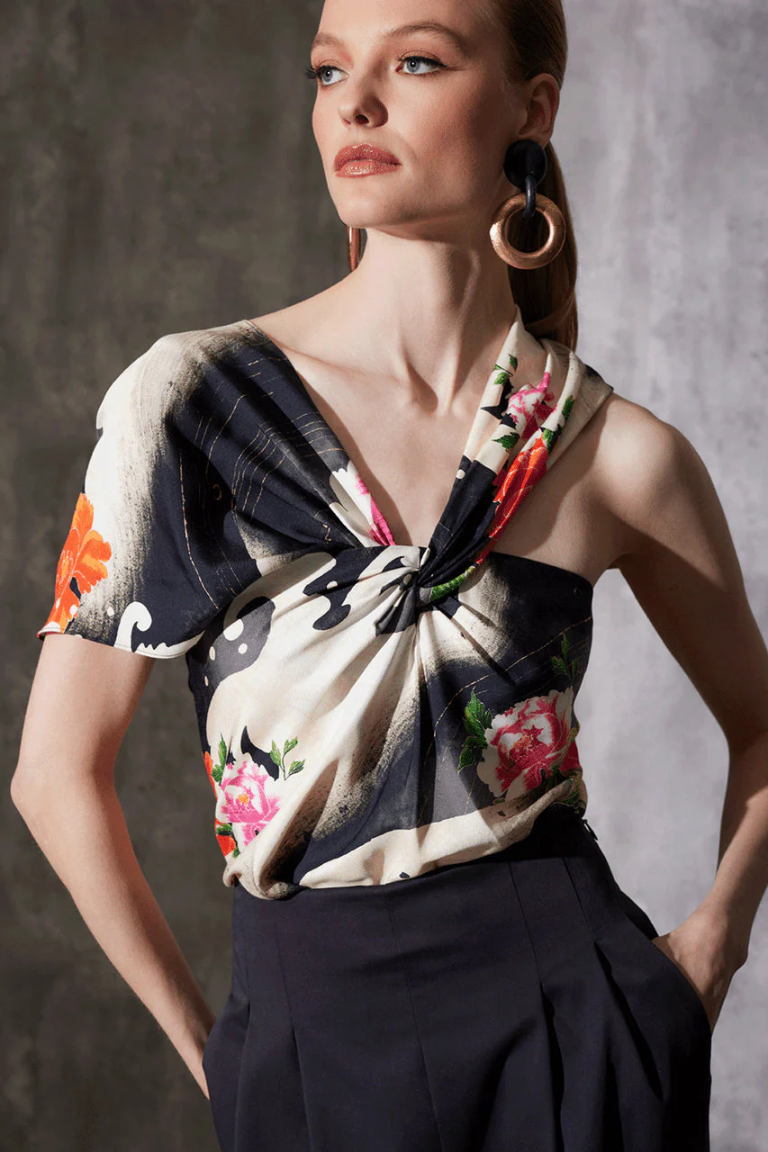 Mayumi Cotton Silk Asymmetrical Top - Image 4