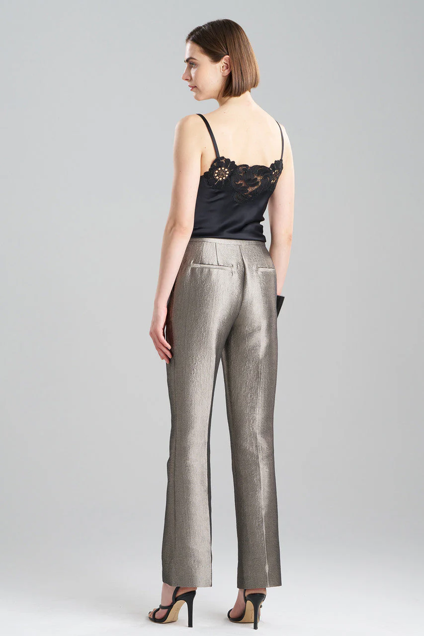 Metallic Jacquard Zip Front Trousers - Image 3