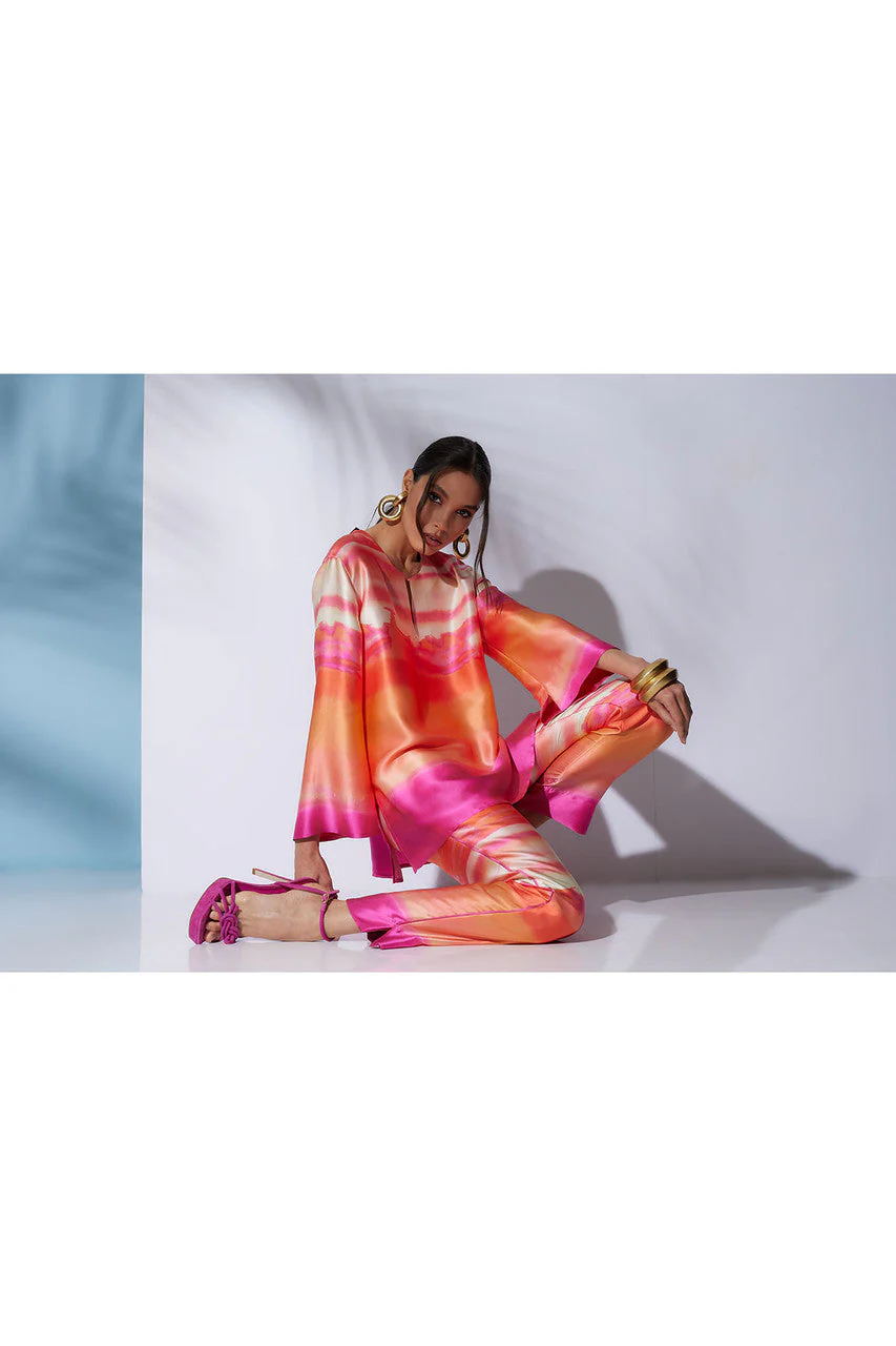 Minako Tapered Pull On Silk Pants - Image 3