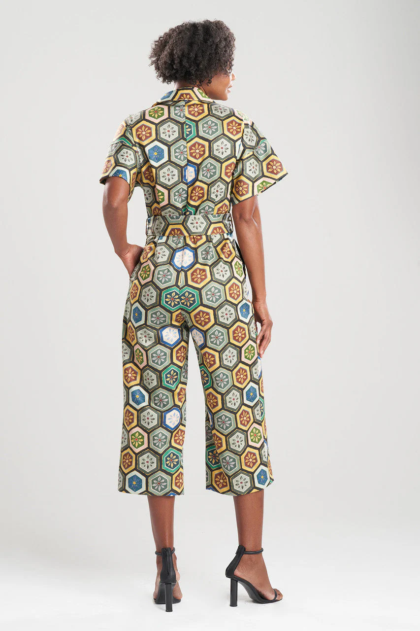 Mitsu Printed Cotton Sateen Crop Jumpsuit - Image 3