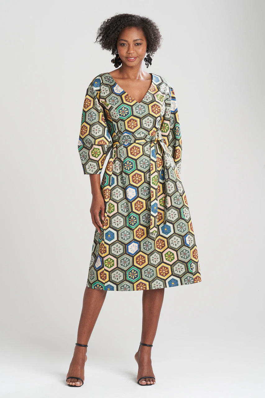 Mitsu Printed Cotton Sateen Lantern Sleeve Dress - Image 3