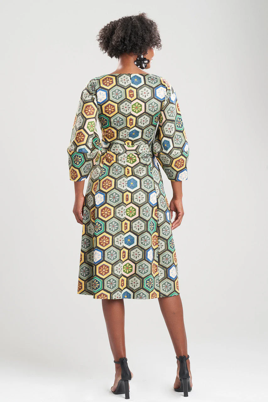 Mitsu Printed Cotton Sateen Lantern Sleeve Dress - Image 4