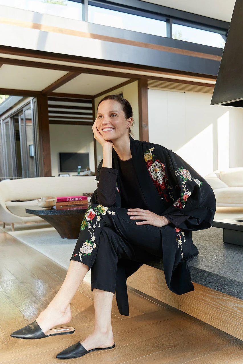 Miyabi Silk Embroidered Pants - Image 4
