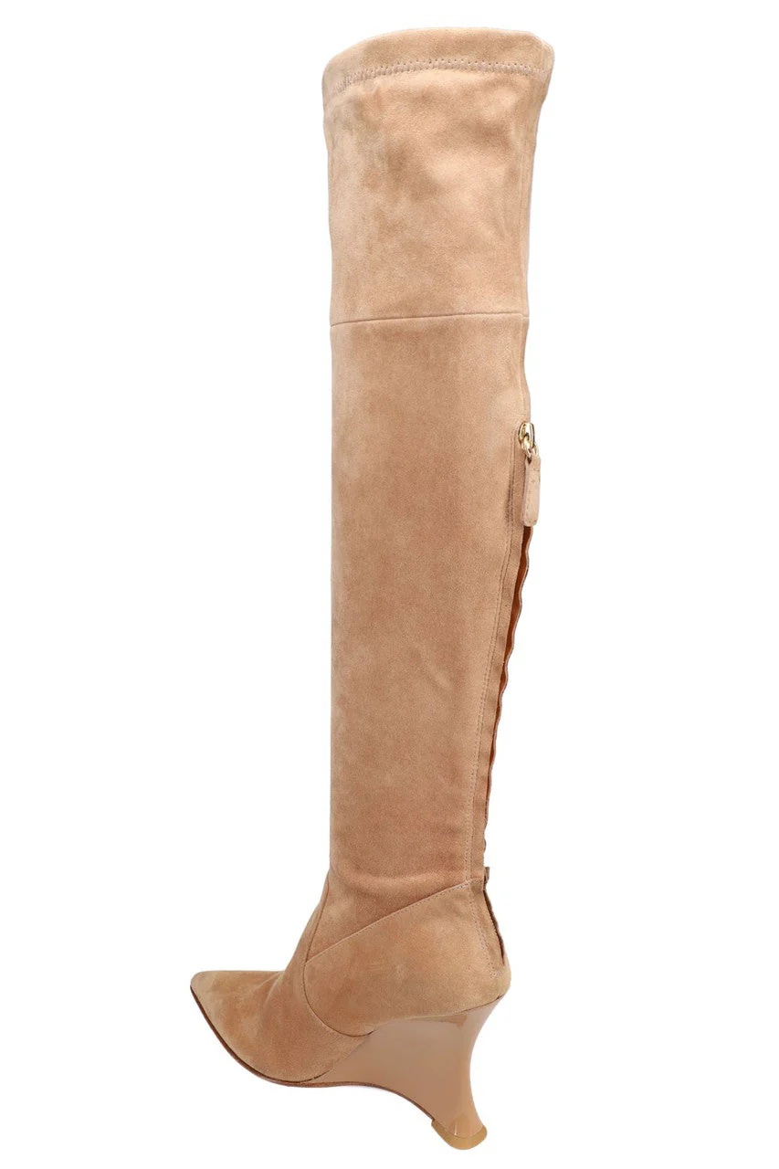 Natsu Stretch Suede Over the Knee Wedge Boot - Image 2