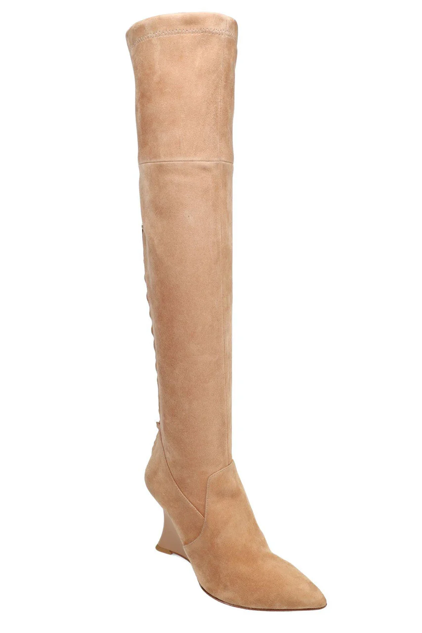 Natsu Stretch Suede Over the Knee Wedge Boot - Image 3