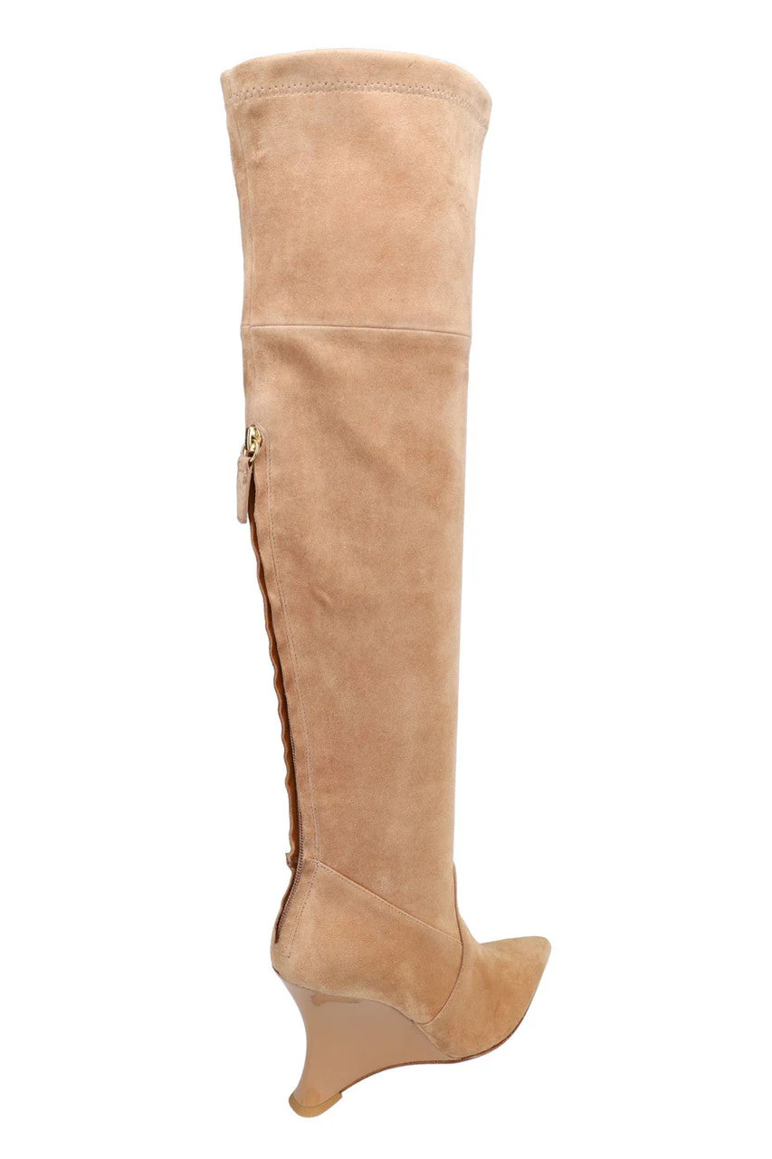 Natsu Stretch Suede Over the Knee Wedge Boot - Image 5