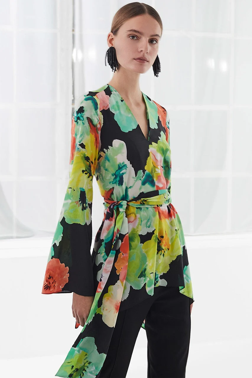Ophelia Printed CDC Tie Front Top - Image 5