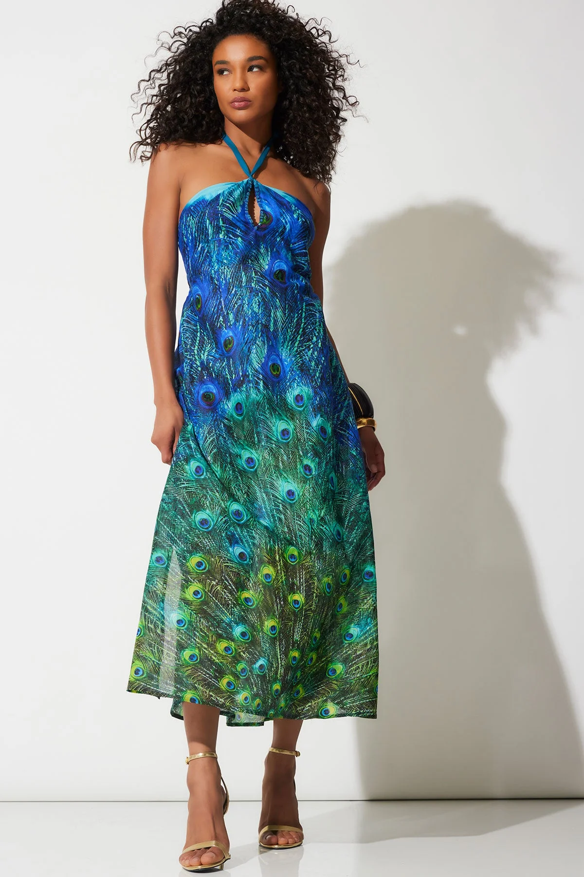 Peacock Cotton Voile Beaded Maxi Dress - Image 5
