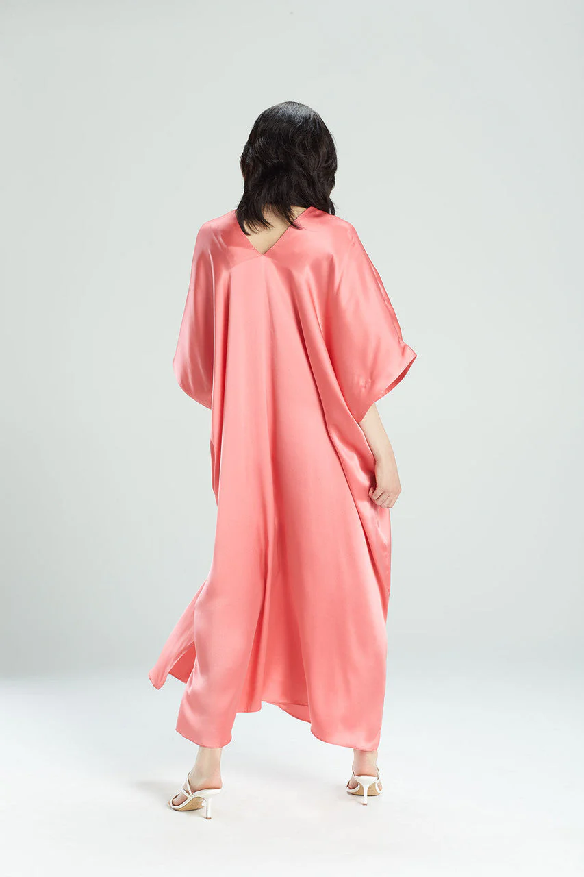 Peony Blossoms Embroidered Silk Caftan - Image 3