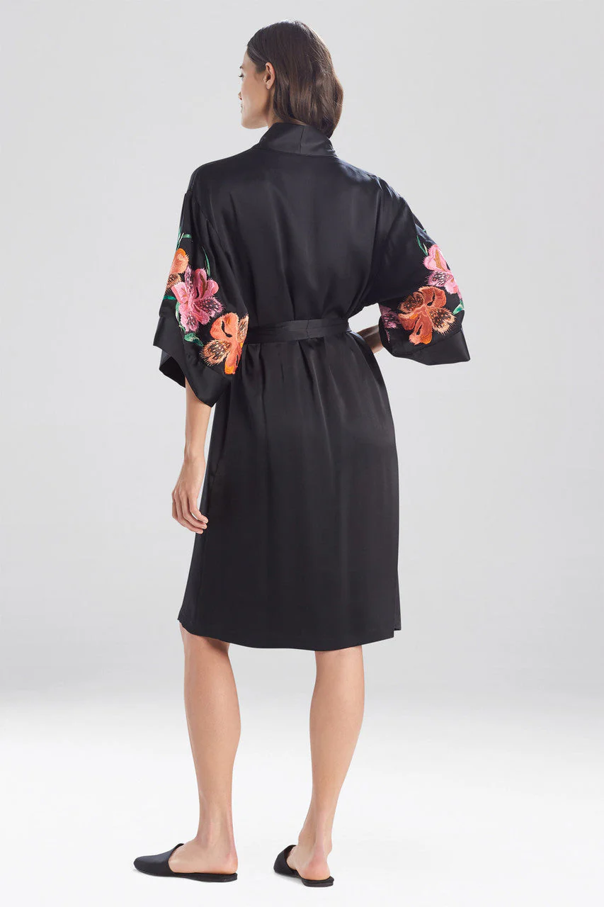 Peony Blossoms Embroidered Silk Robe - Image 2
