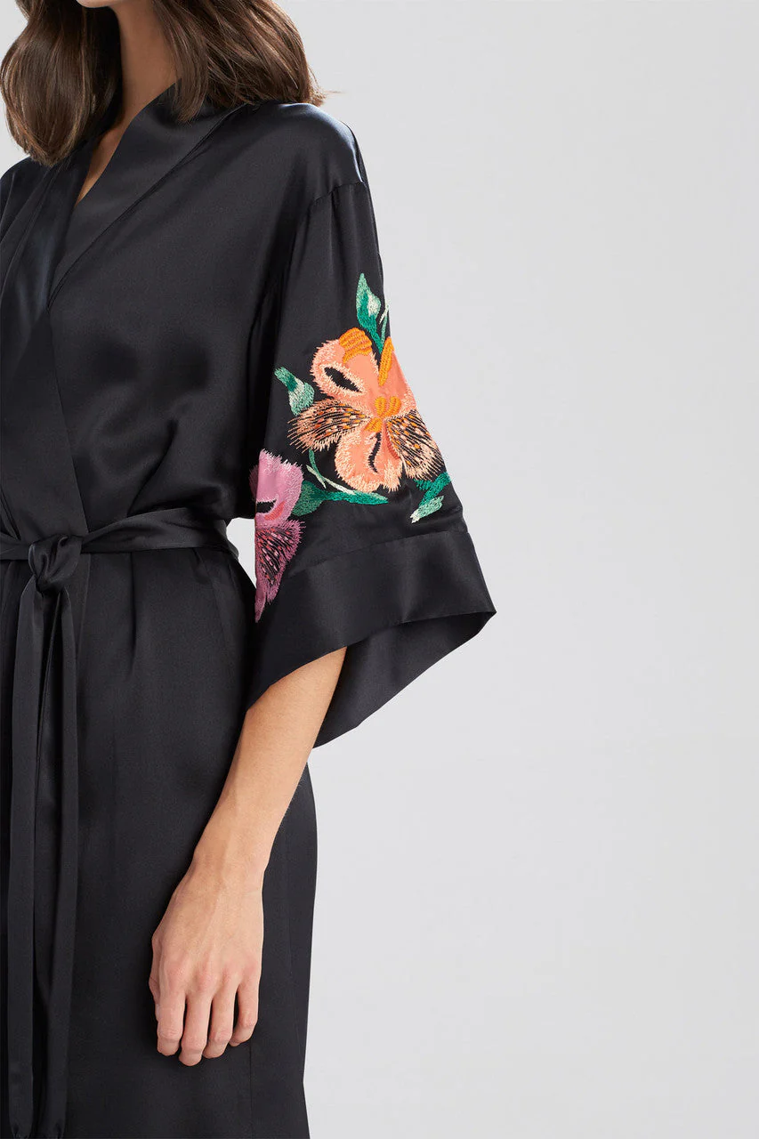 Peony Blossoms Embroidered Silk Robe - Image 3