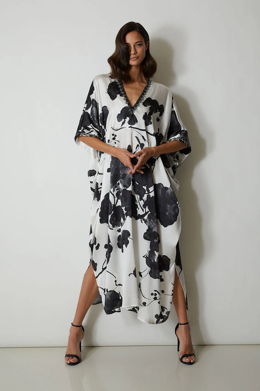 Peony Blossoms Silk Caftan - Image 5