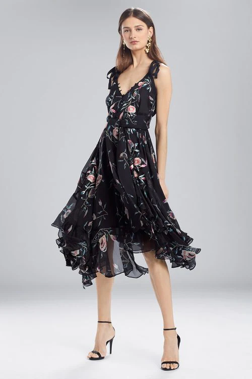Pressed Flower Printed Silk Chiffon Dress - Image 6