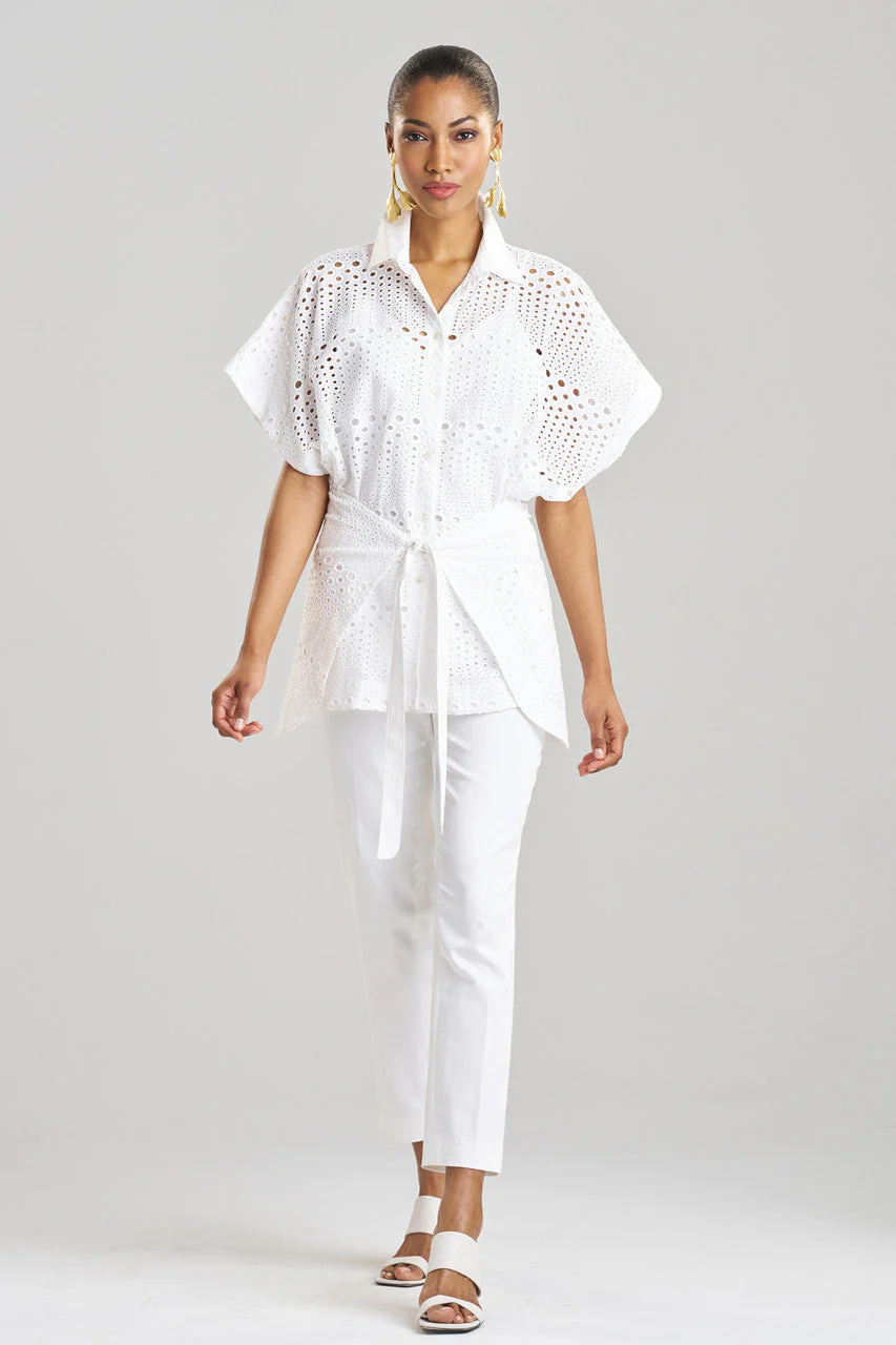 Round Eyelet Kimono Wrap Shirt - Image 2