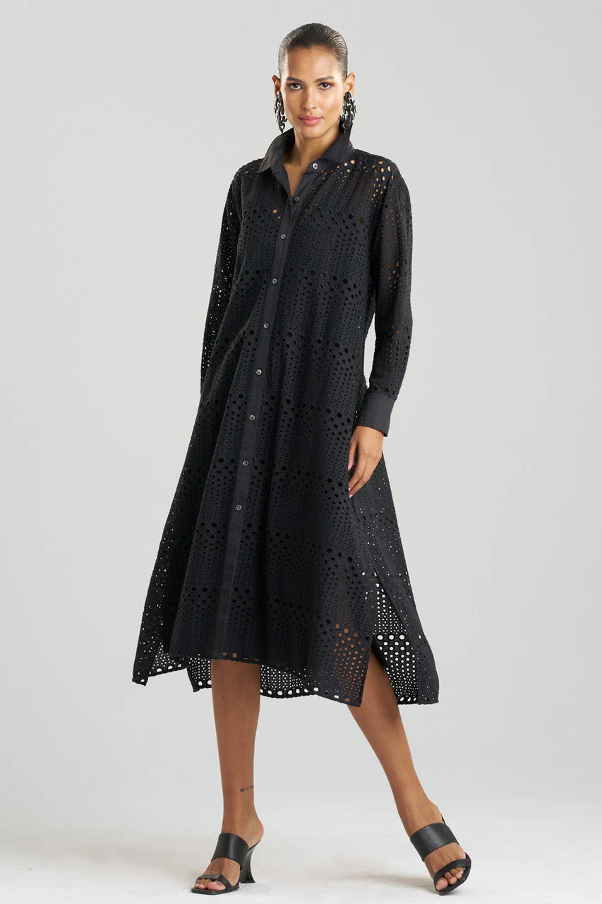 Round Eyelet Oversized Shirtdress