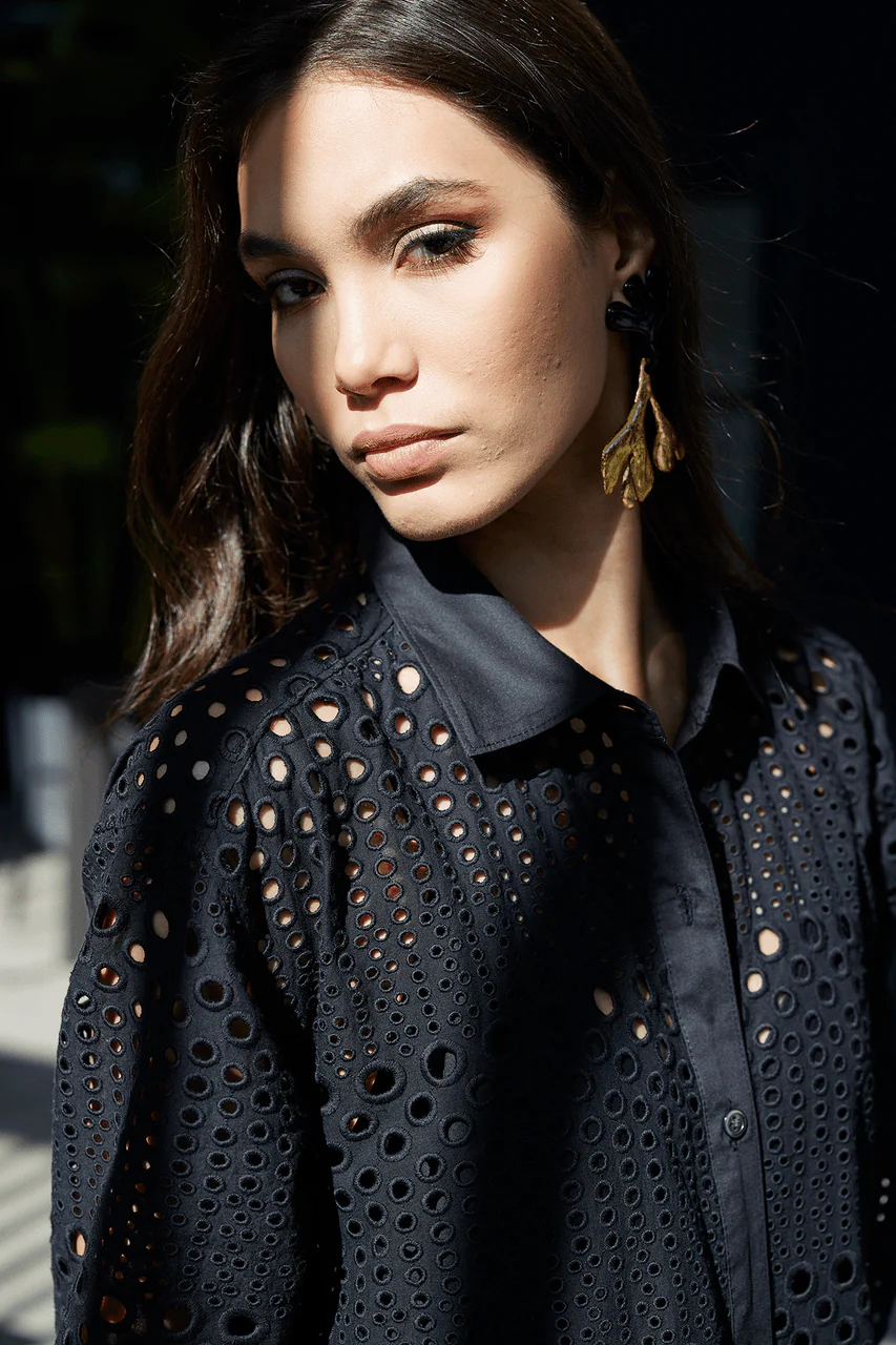 Round Eyelet Oversized Shirtdress - Image 6