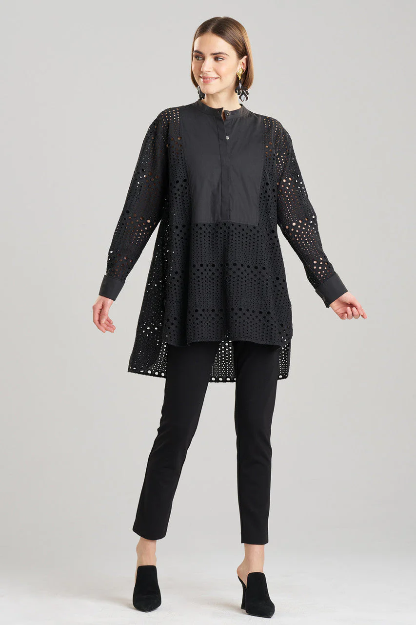 Round Eyelet Oversized Tuxedo Shirt - Image 2