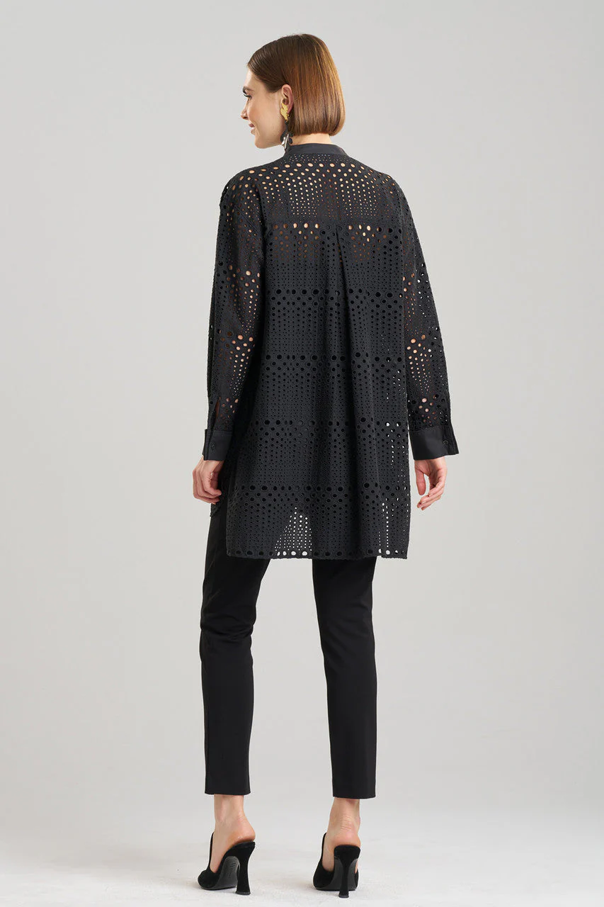 Round Eyelet Oversized Tuxedo Shirt - Image 3
