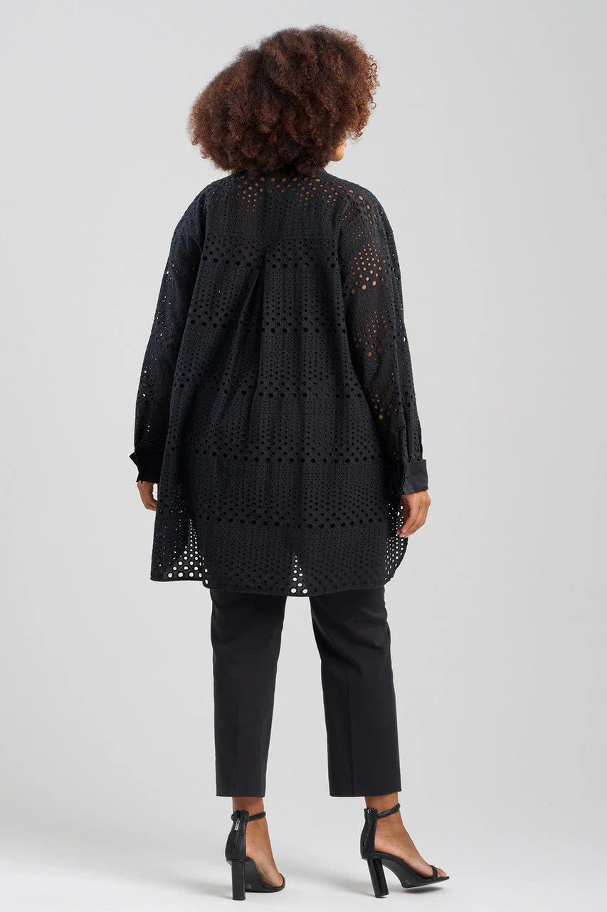 Round Eyelet Oversized Tuxedo Shirt - Image 5