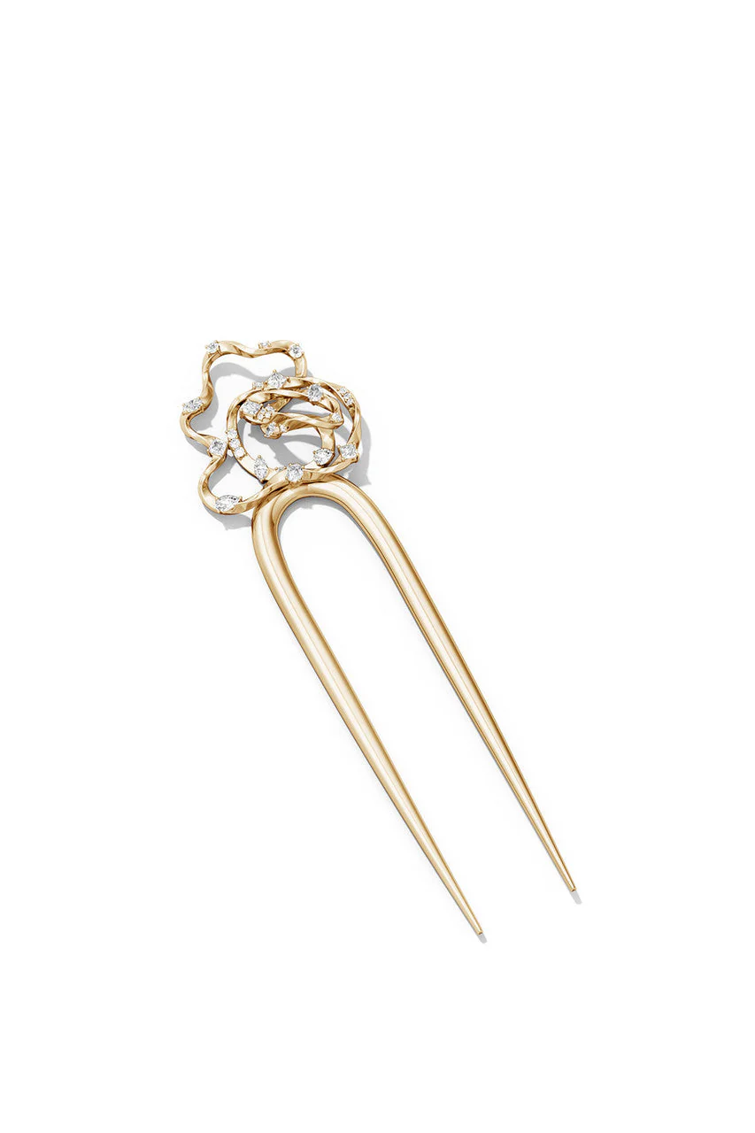 Runway Collection Sakura Dispersed White Topaz Hair Pin - Image 2