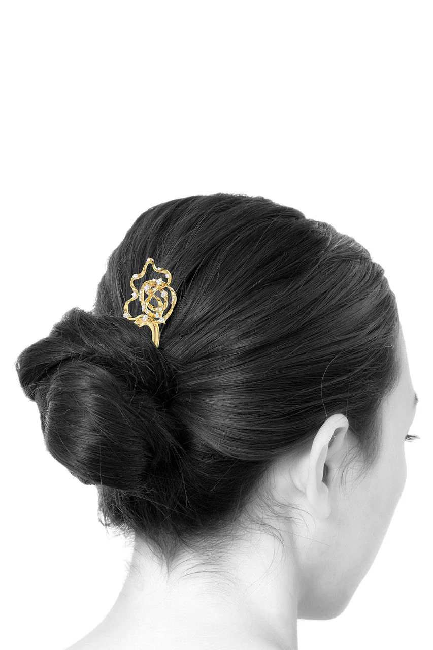 Runway Collection Sakura Dispersed White Topaz Hair Pin - Image 4