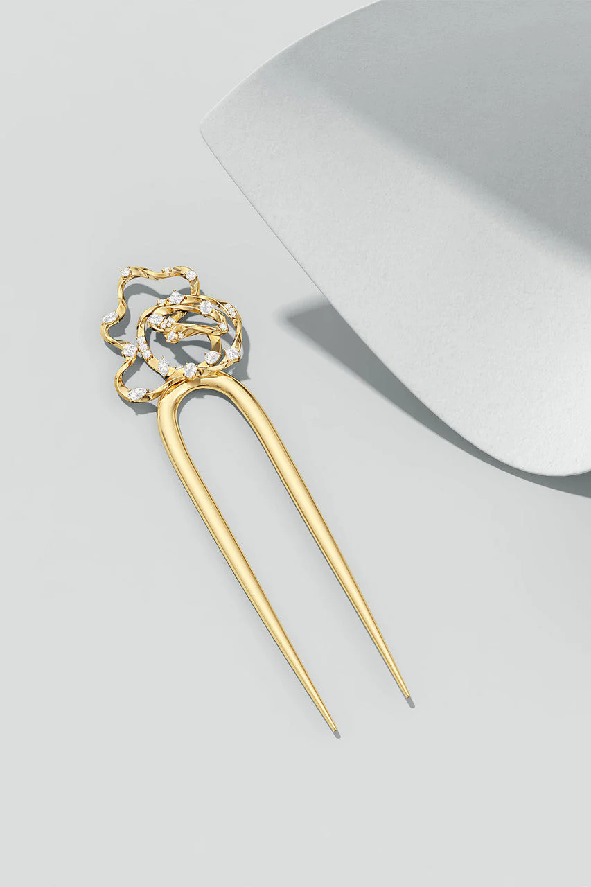 Runway Collection Sakura Dispersed White Topaz Hair Pin - Image 6