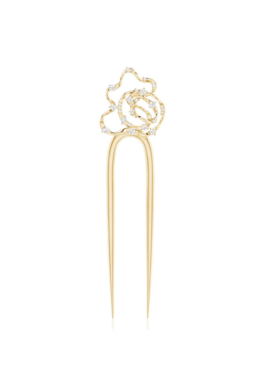Runway Collection Sakura Dispersed White Topaz Hair Pin - Image 7