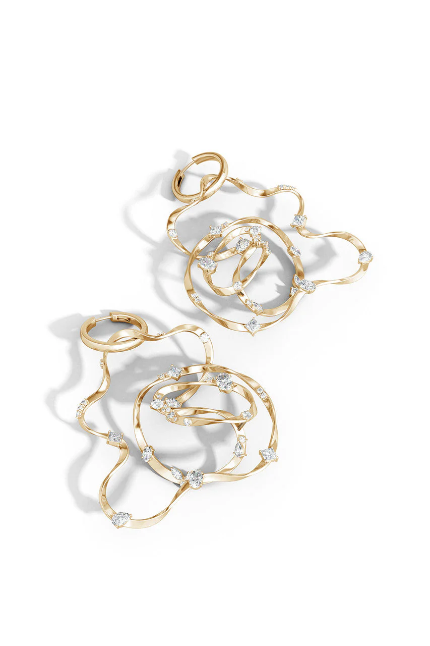 Runway Collection Sakura White Topaz Giant Gold Hoop Earrings - Image 2