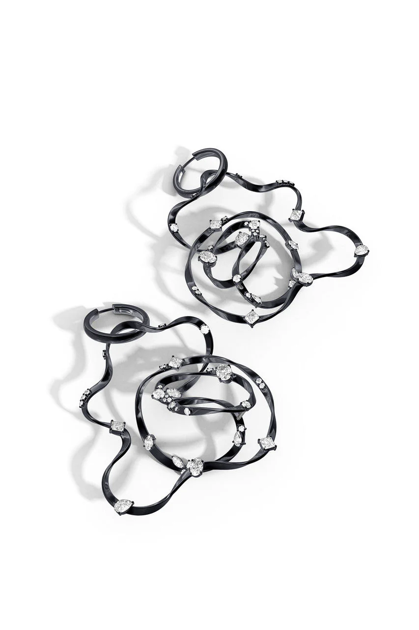 Runway Collection Sakura White Topaz Giant Hoop Earrings
