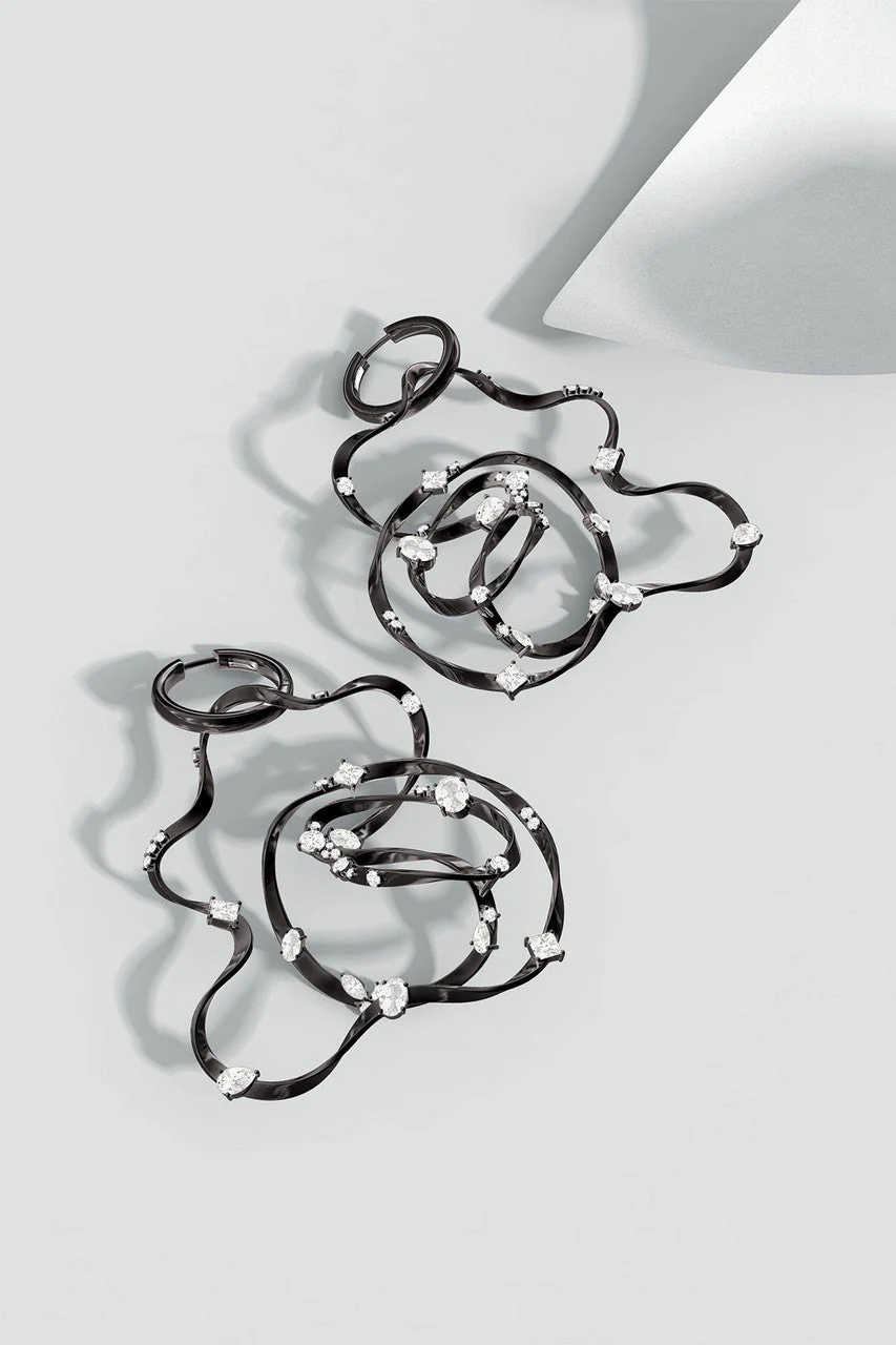 Runway Collection Sakura White Topaz Giant Hoop Earrings - Image 3