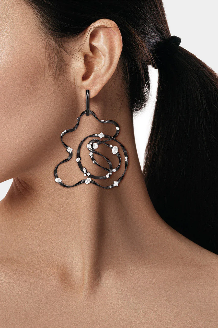 Runway Collection Sakura White Topaz Giant Hoop Earrings - Image 4